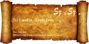 Szlamka Szabina névjegykártya
